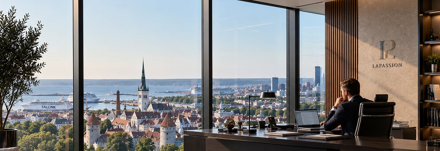 LaPassion Group head office in Tallinn, overlooking the old town and the Baltic port